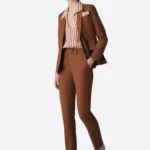 SuitsHeritage Women’s Solid Orange Slim Fit 2 Piece Suit