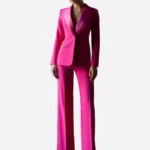 SuitsHeritage Women’s Solid Pink Slim Fit 3 Piece Suit