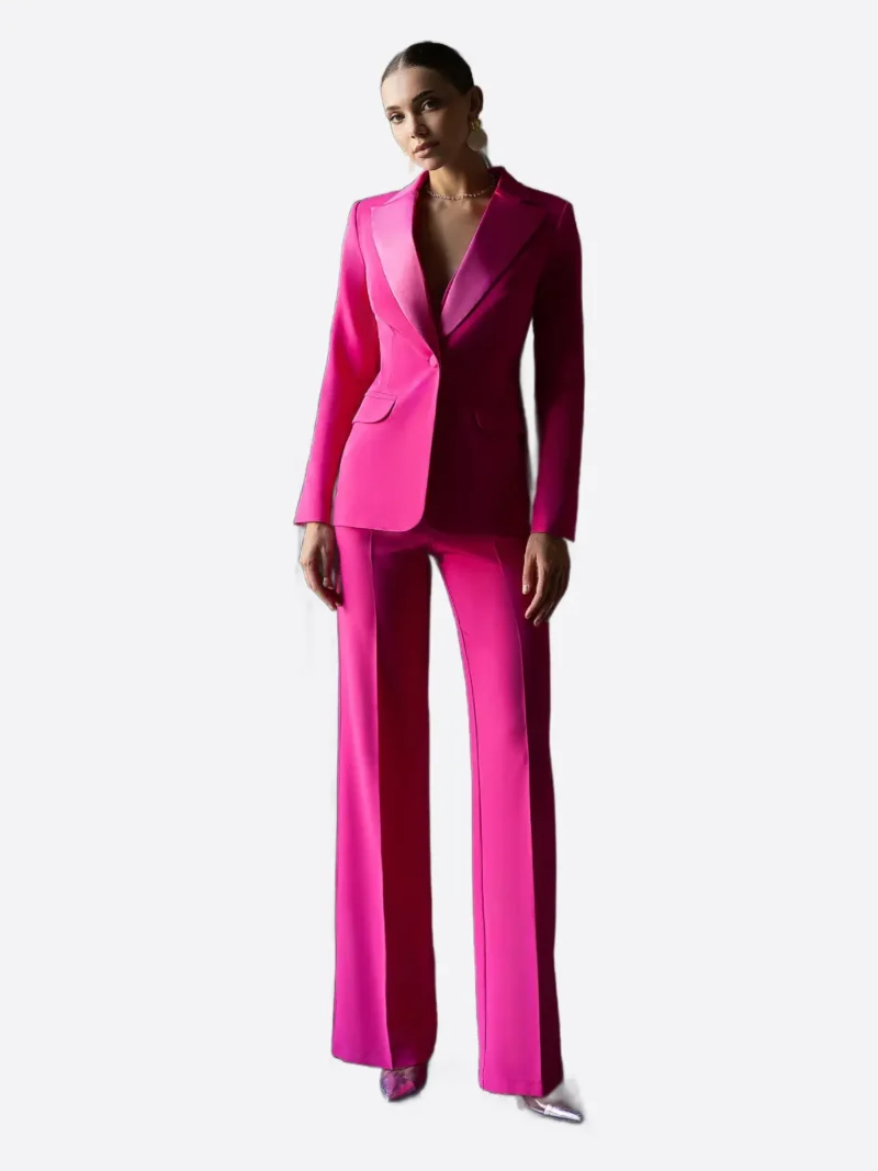 SuitsHeritage Women’s Solid Pink Slim Fit 3 Piece Suit