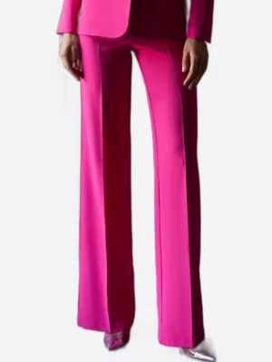 SuitsHeritage Women’s Solid Pink Slim Fit 3 Piece Suit Pant