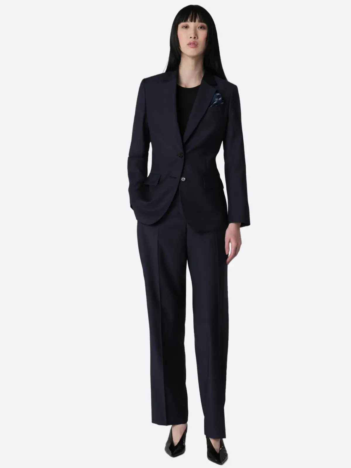 Women's Solid Single Breasted Two Piece Suit