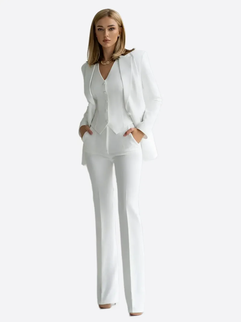 SuitsHeritage Women’s White Regular Fit 3 Piece Suit