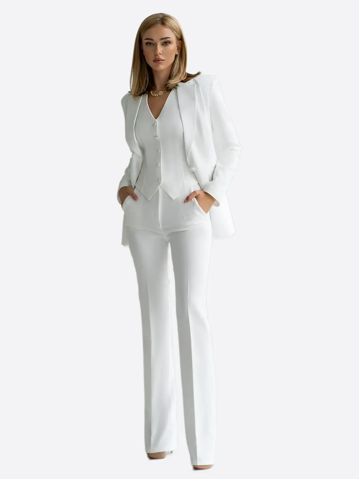 SuitsHeritage Women’s White Regular Fit 3 Piece Suit SuitsHeritage Women’s White Regular Fit 3 Piece Suit