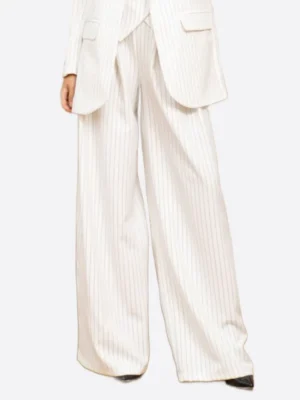 SuitsHeritage Women’s Pinstripe White Oversized 3 Piece Suit Pant