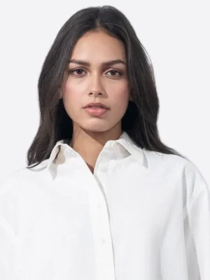 SuitsHeritage Women's White Regular Fit Shirt Collar