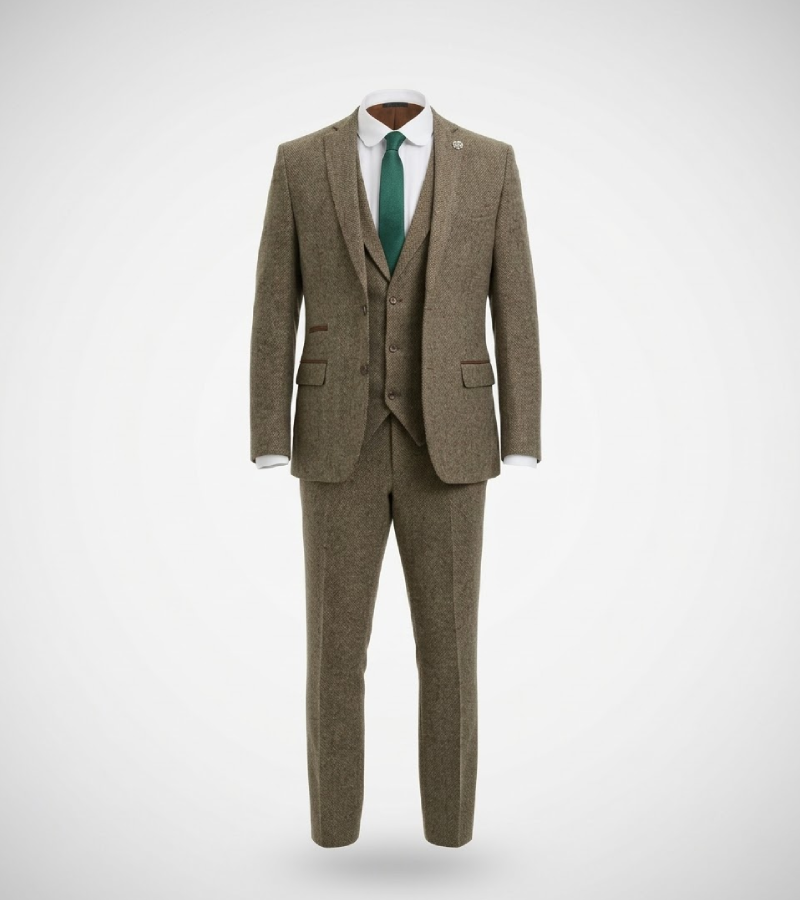 Ashcroft Tweed Herringbone Brown Suit