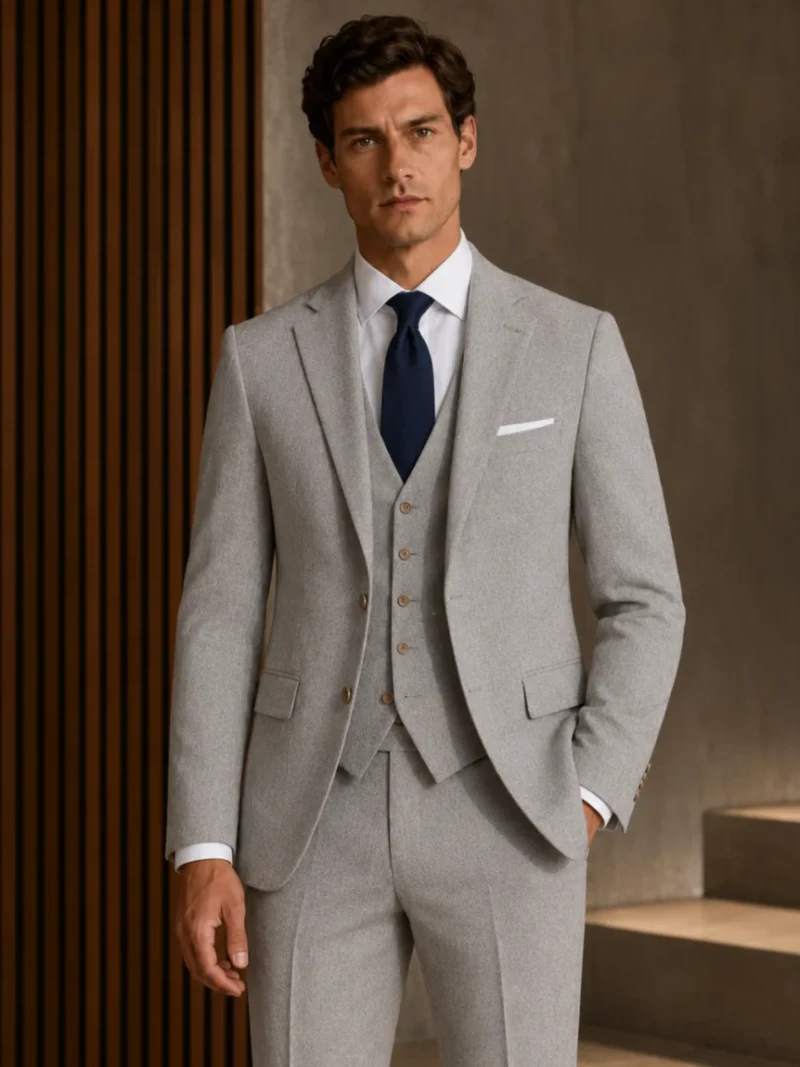 Ashcroft Tweed Solid Light Grey Suit