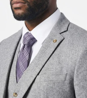 Ashcroft Tweed Solid Light Grey Suit Collar