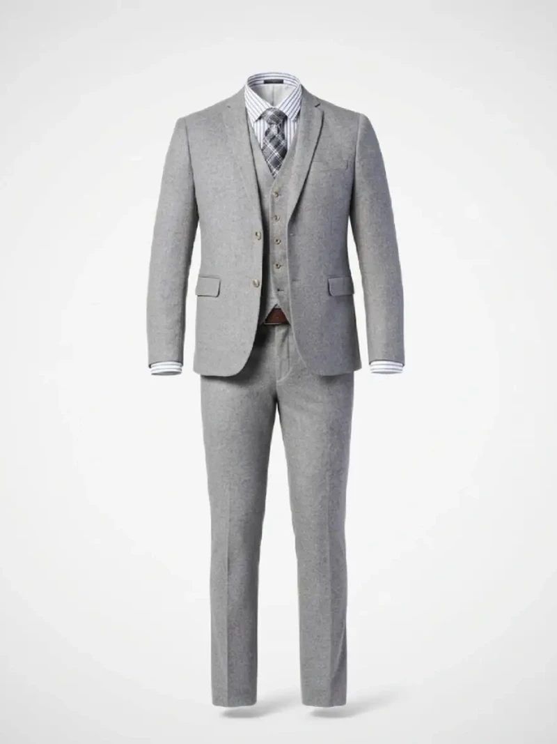 Ashcroft Tweed Solid Light Grey Suit ghost mannequin - Suitheritage