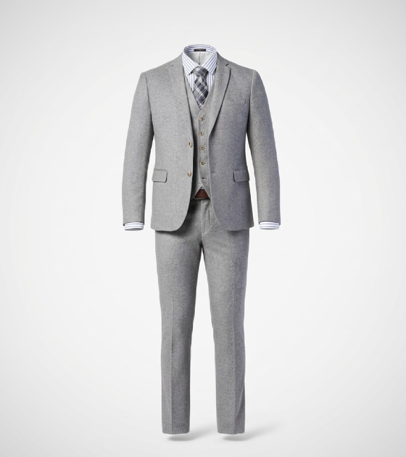 Ashcroft Tweed Solid Light Grey Suit