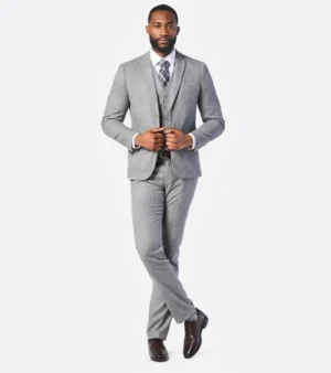 Ashcroft Tweed Solid Light Grey Suits Front