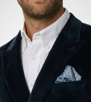 Ashford Corduroy Solid Navy Suit Collar