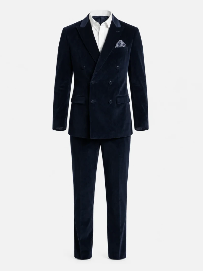 Ashford Corduroy Solid Navy Suit Front