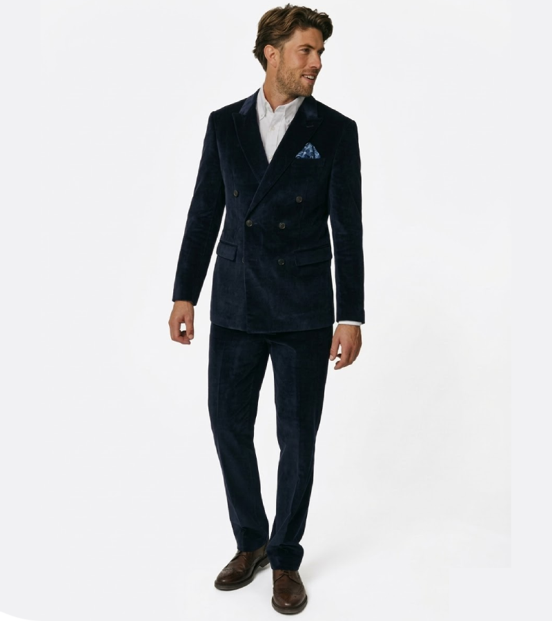 Ashford Corduroy Solid Navy Suit Front