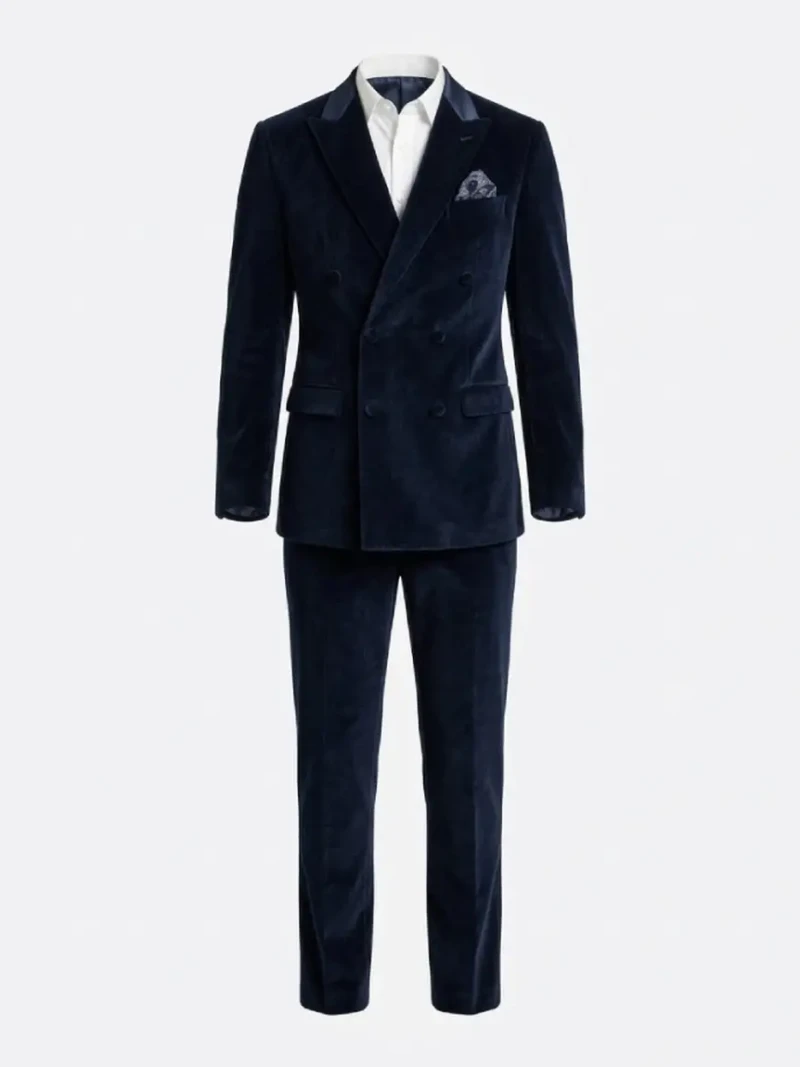 Ashford Corduroy Solid Navy Suit ghost mannequin
