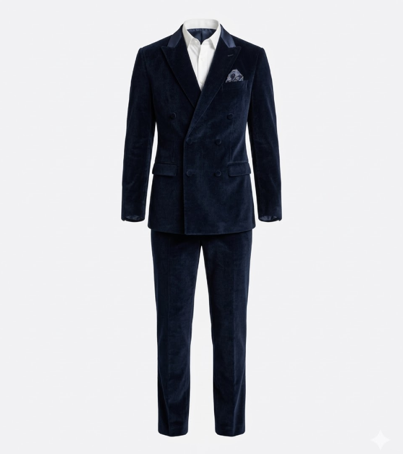 Ashford Corduroy Solid Navy Suit