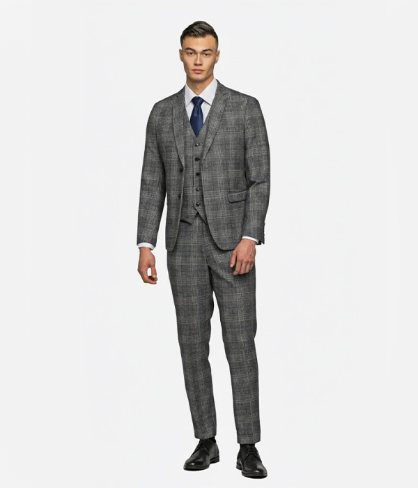 Ashford Cotton Check Grey Suit Front