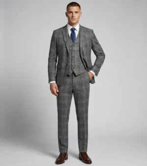 Ashford Cotton Check Grey Suit Fronts