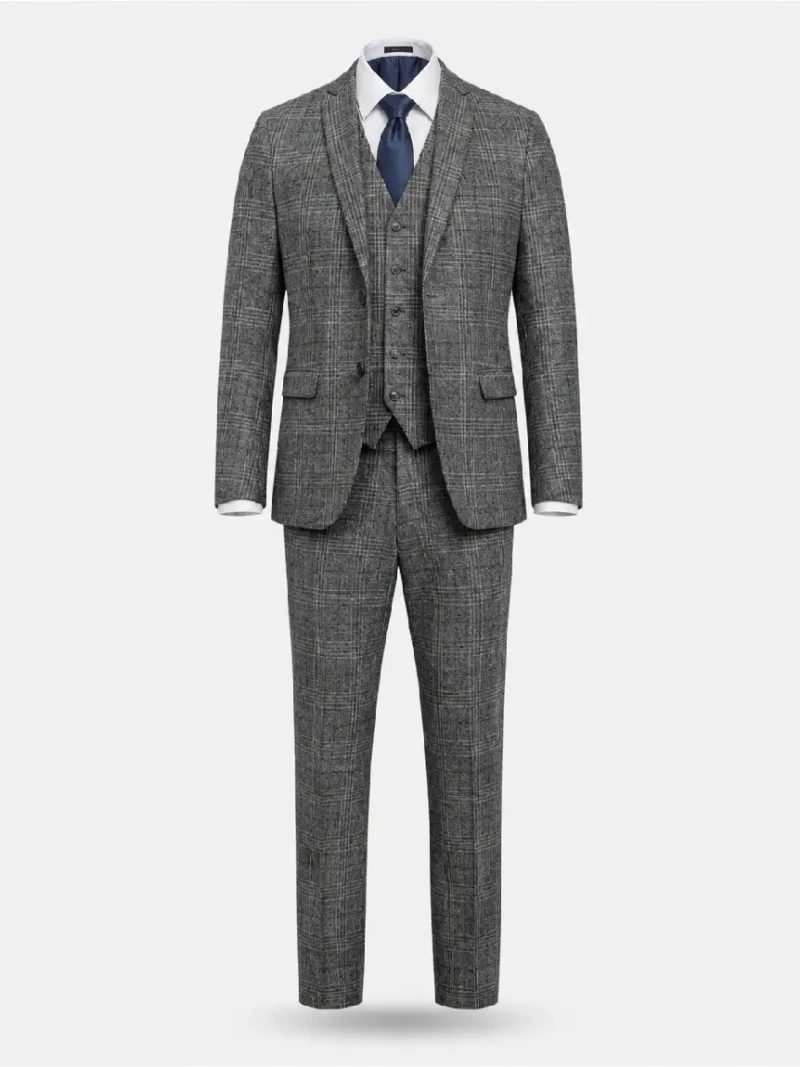 Ashford Cotton Check Grey Suit Ghost Mannequin - Suit Heritage