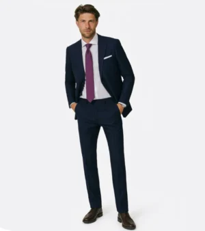 Ashford Cotton Donegal Navy Suit Front