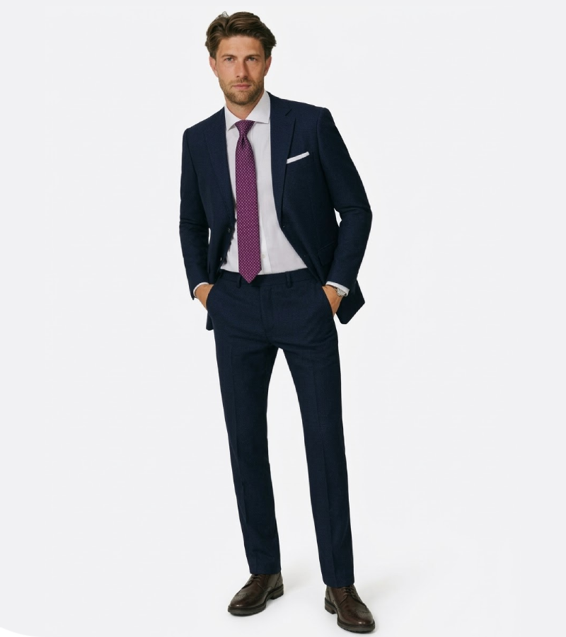 Ashford Cotton Donegal Navy Suit Front