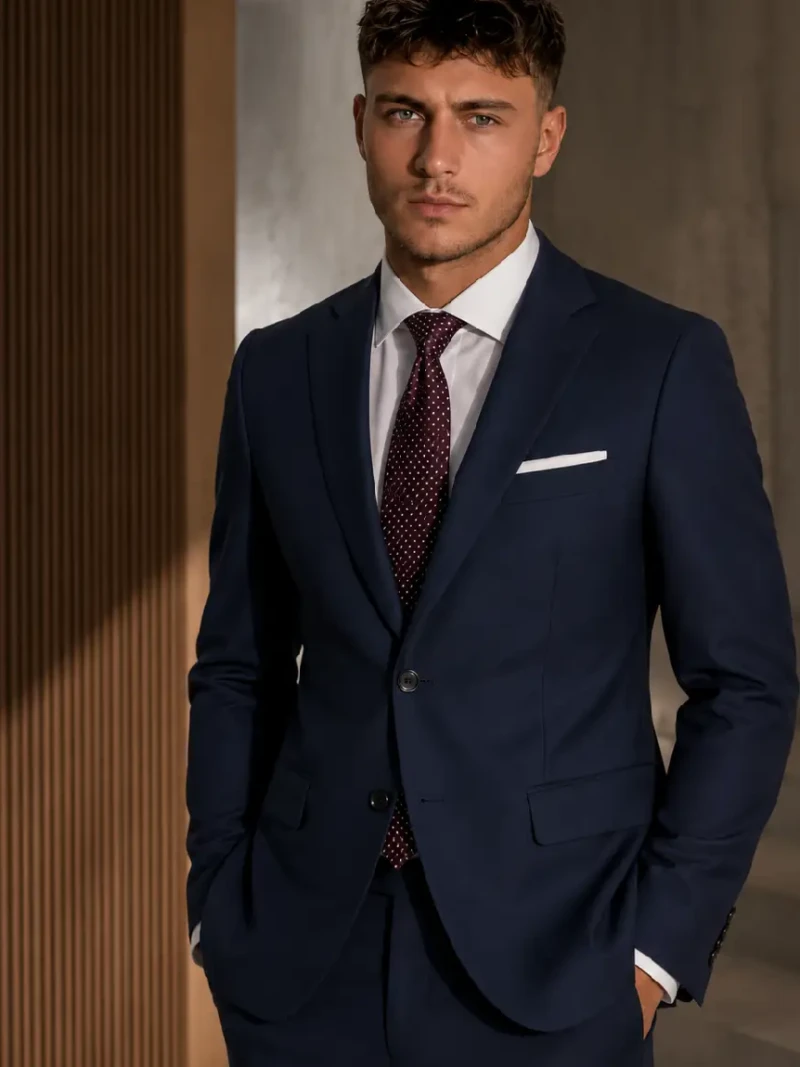 Ashford Cotton Donegal Navy Suit Model