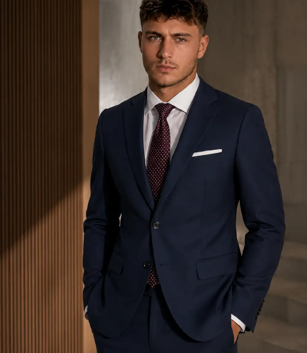 Ashford Cotton Donegal Navy Suit Model