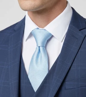 Ashford Cotton Plaid Blue Suit Collar