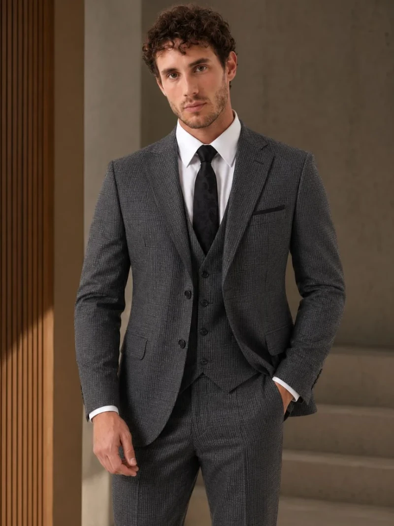 Ashford Cotton Plaid Grey Suit