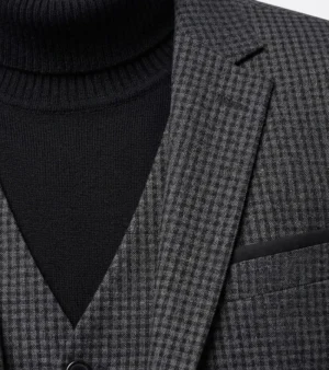 Ashford Cotton Plaid Grey Suit Collar