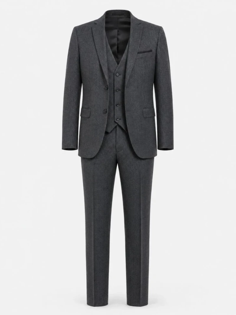 Ashford Cotton Plaid Grey Suit Front