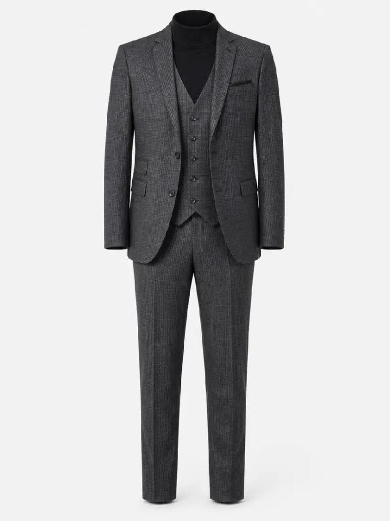 Ashford Cotton Plaid Grey Suit Ghost Mannequin - Suit Heritage