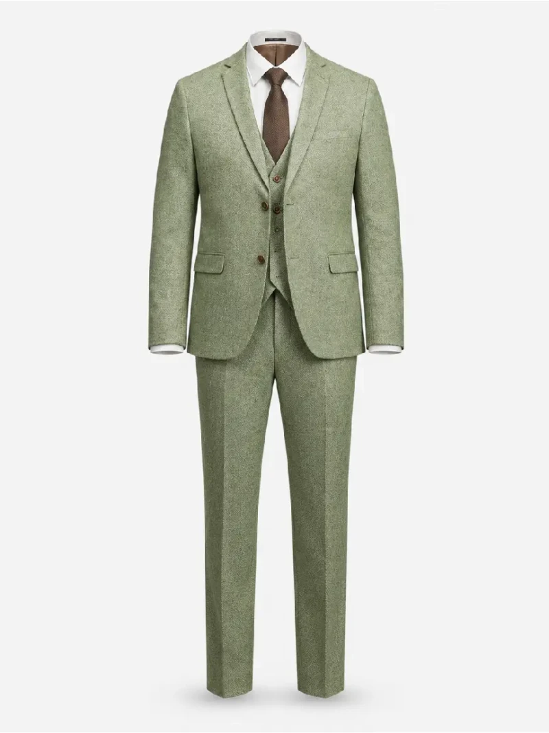 Ashford Cotton Tweed Light Green Suit Ghost Mannequin