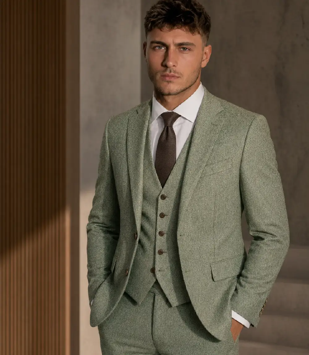 Ashford Cotton Tweed Light Green Suit Model Ashford Cotton Tweed Light Green Suit Model
