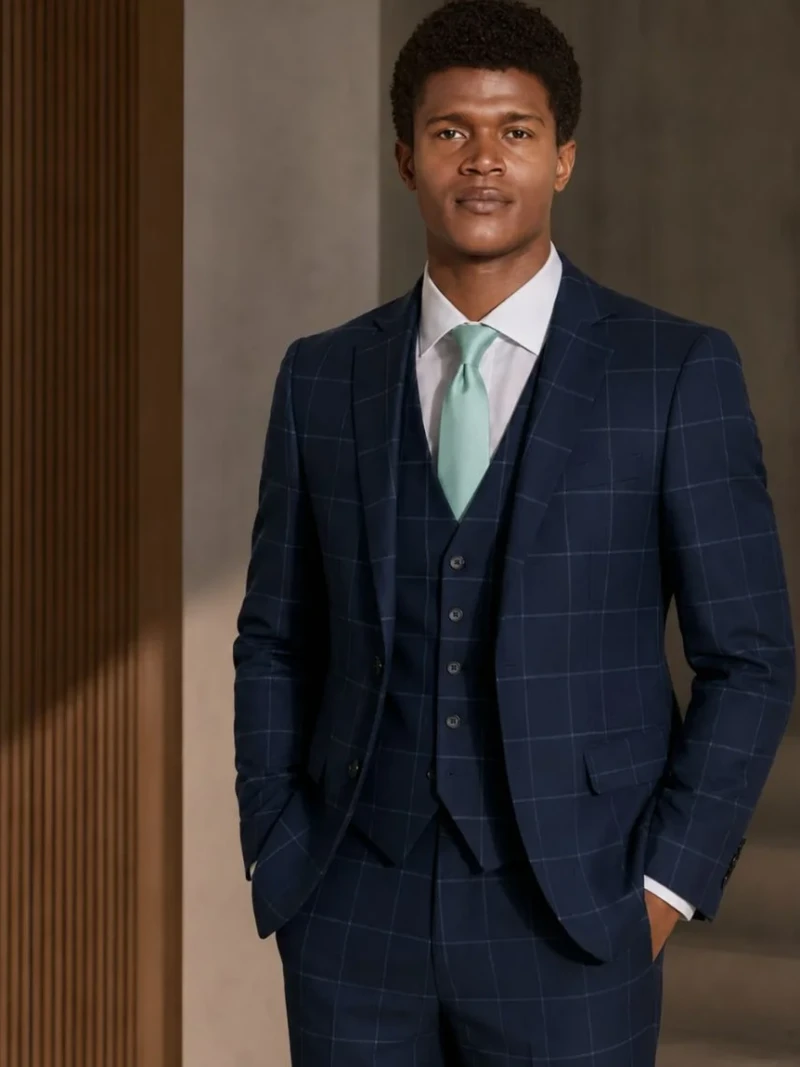 Ashford Cotton Windowpane Navy Suit