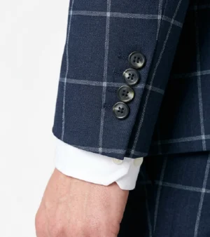 Ashford Cotton Windowpane Navy Suit Cuffs