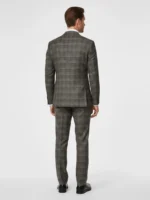 Suit Heritage Men's Check Brown Slim Fit 2 Piece Suit - Image 3