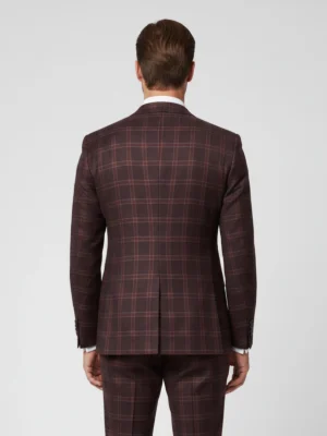 Shop The SuitsHeritage Men’s Check Maroon Relaxed Fit 3 Piece Suit Main Back