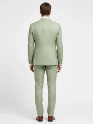 SuitsHeritage Men’s Check Sage Green Regular Fit 3 Piece Suit Main Back