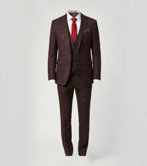 Bellington Tweed Check Maroon Suit