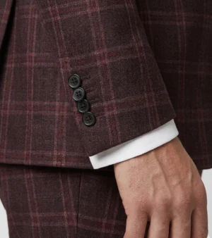 Bellington Tweed Check Maroon Suit Cuffs