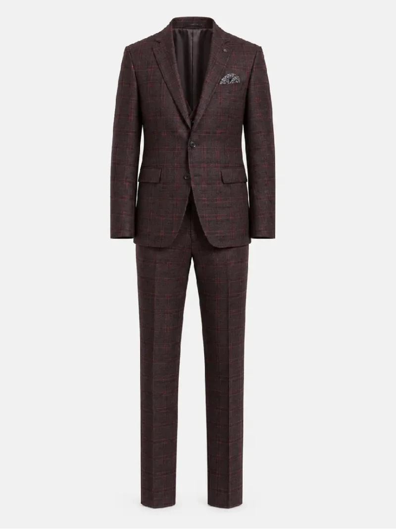 Bellington Tweed Check Maroon Suit Ghost Mannequin