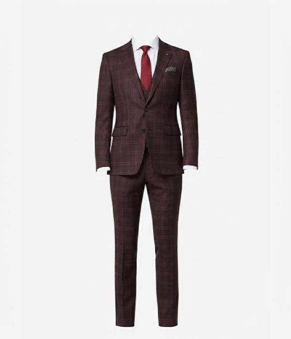 Bellington Tweed Check Maroon Suit