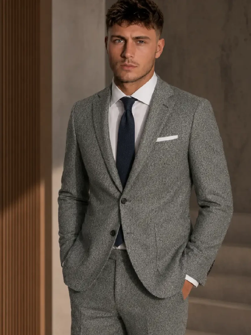 Bellington Tweed Donegal Grey Suit Model