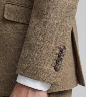 Bellington Tweed Herringbone Camel Suit Cuffs