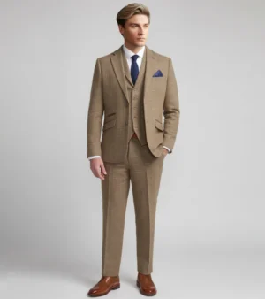 Bellington Tweed Herringbone Camel Suit Front