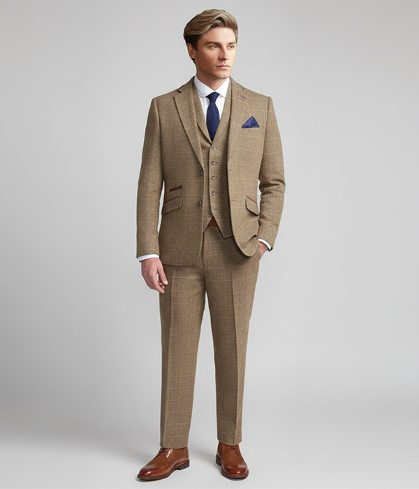 Bellington Tweed Herringbone Camel Suit Front