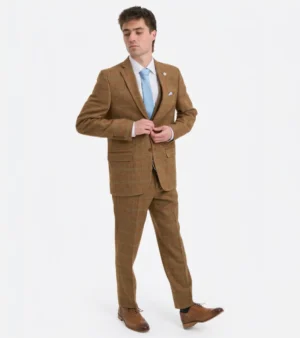 Bellington Tweed Pinstripe Brown Suit Front