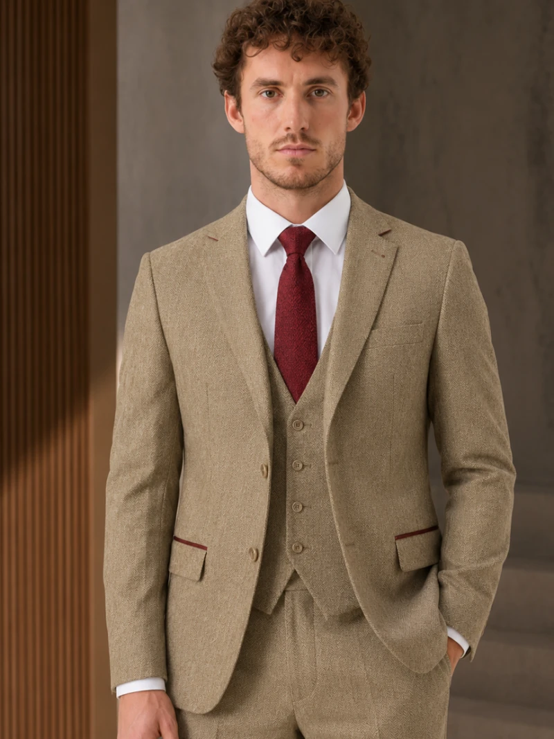 Bellington Tweed Textured Beige Suit