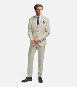Bellington Tweed Twill Cream Suit Front